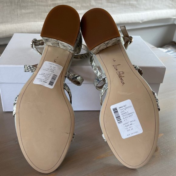 Sam Edelman Stacie Black & Cream Strappy Block Heel Sandal New! - Picture 4 of 6